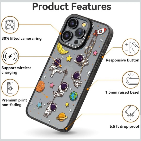 5for$10 Astronaut iPhone 15 Pro Max Case Durable Fashion Phone Case Spacman - Picture 6 of 7